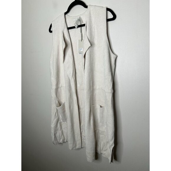 Barefoot Dreams CozyChic Ultra Lite Cascading Vest Sand Dune Size Medium NWT - Picture 5 of 11